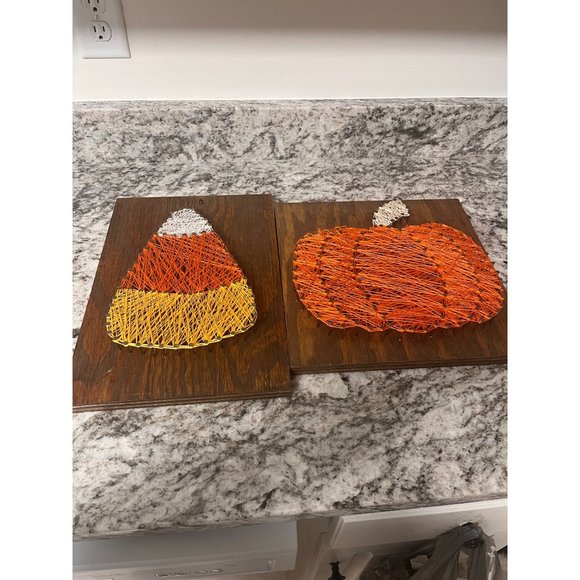 Fall String Art pumpkin Handmade Art Decor Candycorn Halloween - Picture 1 of 12